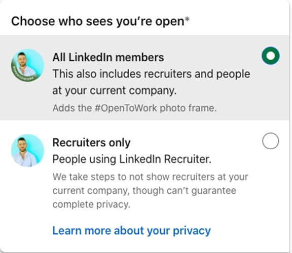 اوپن تو ورک لینکدین - Open to Work to All LinkedIn Members