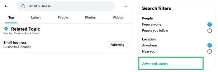 امکان سرچ پیشرفتۀ توییتر