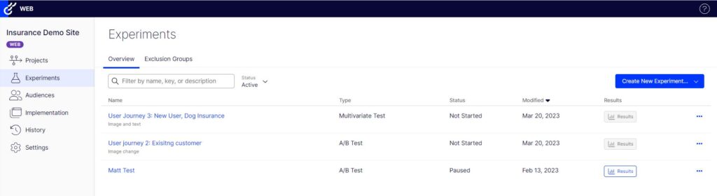 آزمایش ویژگی‌های Optimizely