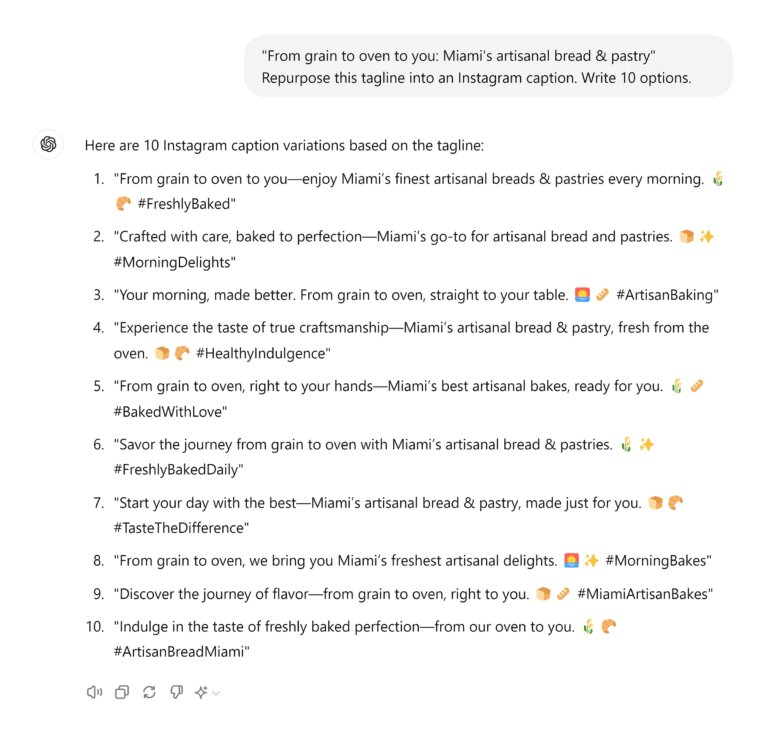 نوشتن تگلاین در کپشن توسط چت‌جی‌پی‌تی