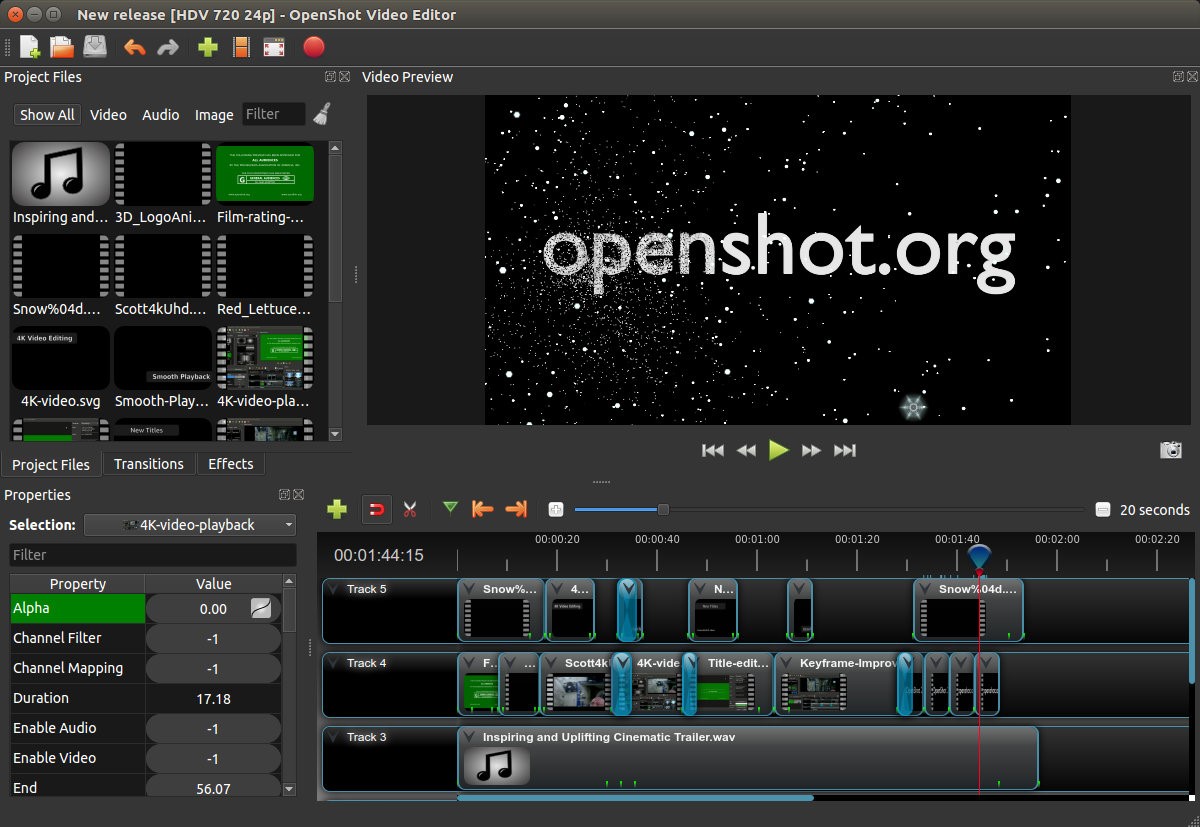 نرم‌افزار تدوین فیلم OpenShot