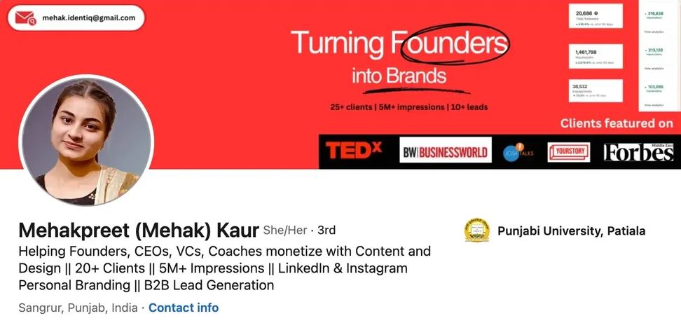 تصویر عنوان لینکدین مهکپریت کائور